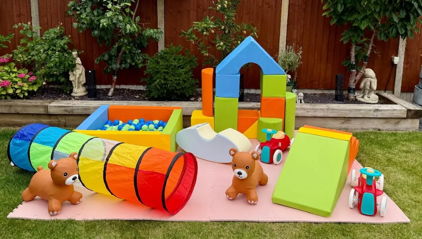 Bright medium soft play setup outdoors